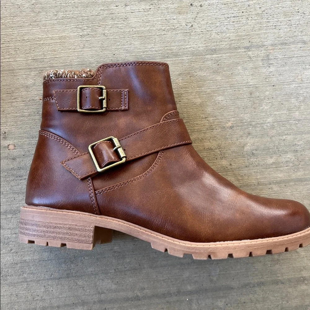 Wonder Nation Girl’s Brown Ankle Boots with Buckle Detail